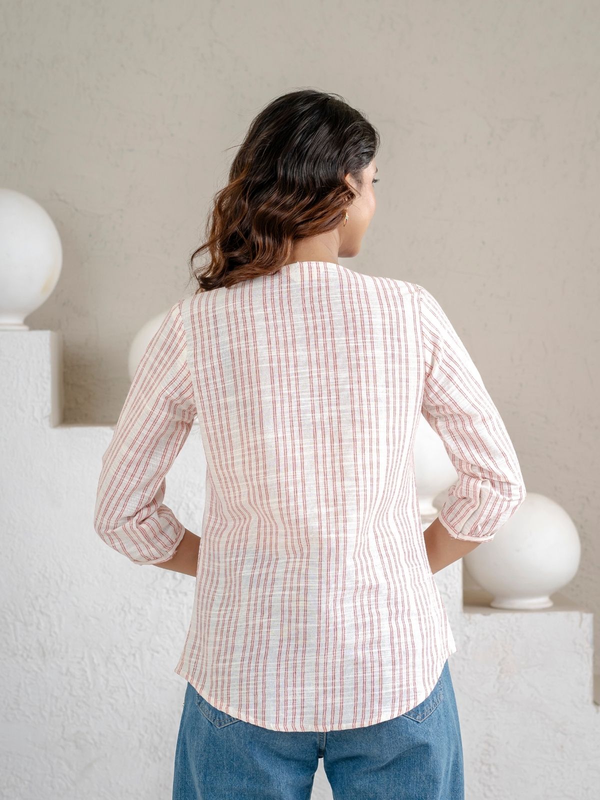 Dark Green & Light Pink Striped Shirts Combo