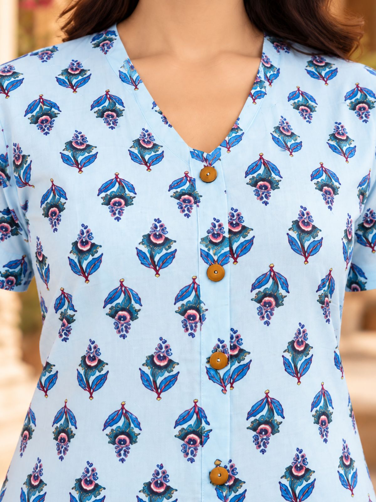 Jaipuri Green Printed Cotton Top-023