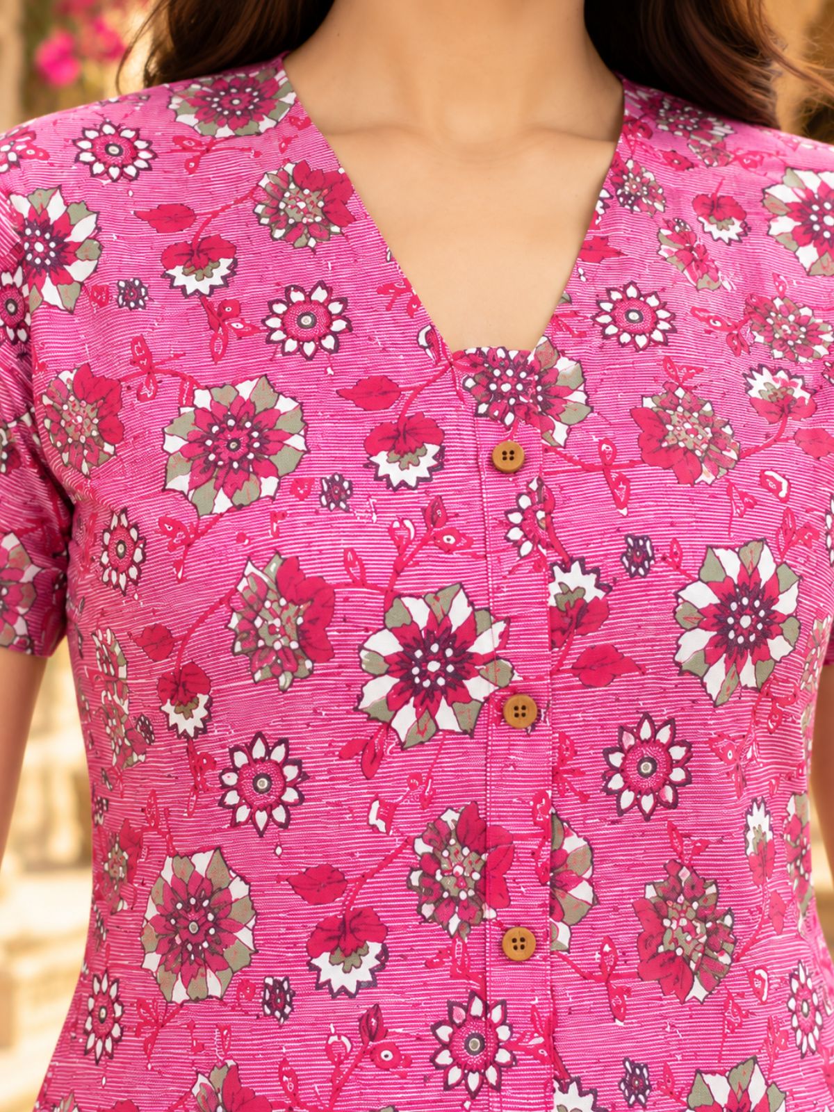 Jaipuri Green Printed Cotton Top-025