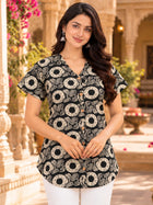 Jaipuri Green Printed Cotton Top-027